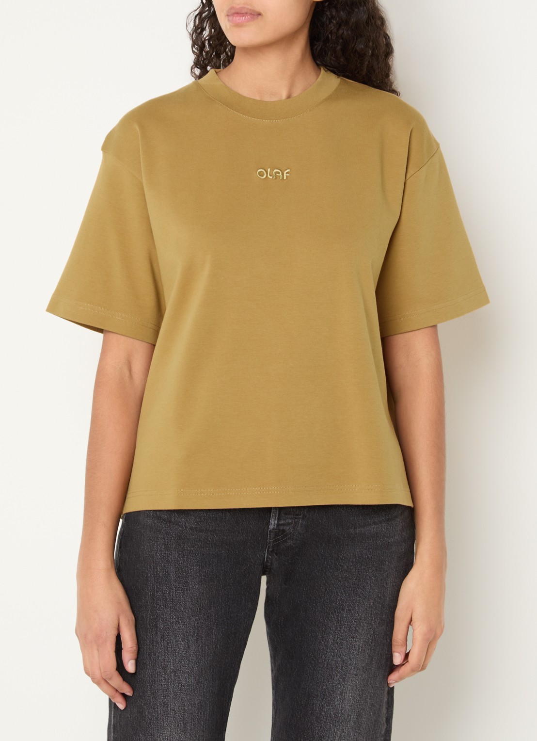 OLAF T-shirt met logoborduring - detail 4 camel