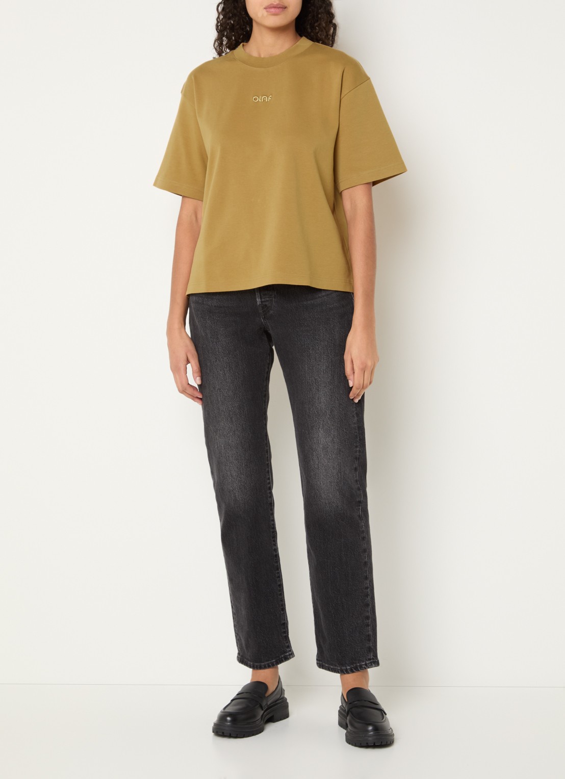 OLAF T-shirt met logoborduring - voorkant 2 camel