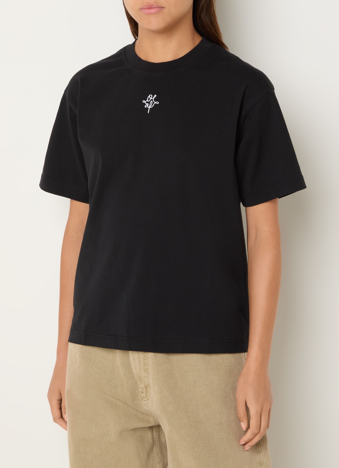OLAF T-shirt met logoborduring - detail zwart