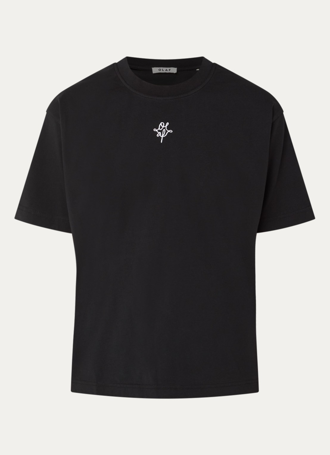 OLAF T-shirt met logoborduring - voorkant 3 zwart