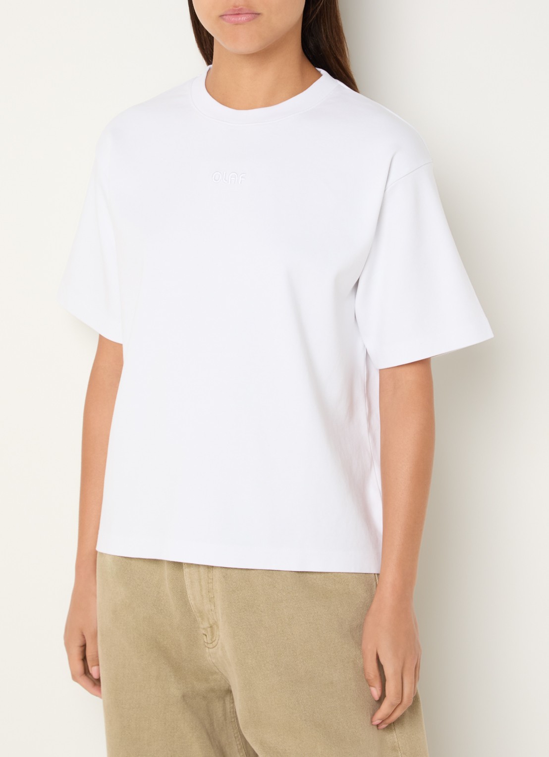 OLAF T-shirt met logoborduring - detail 3 wit