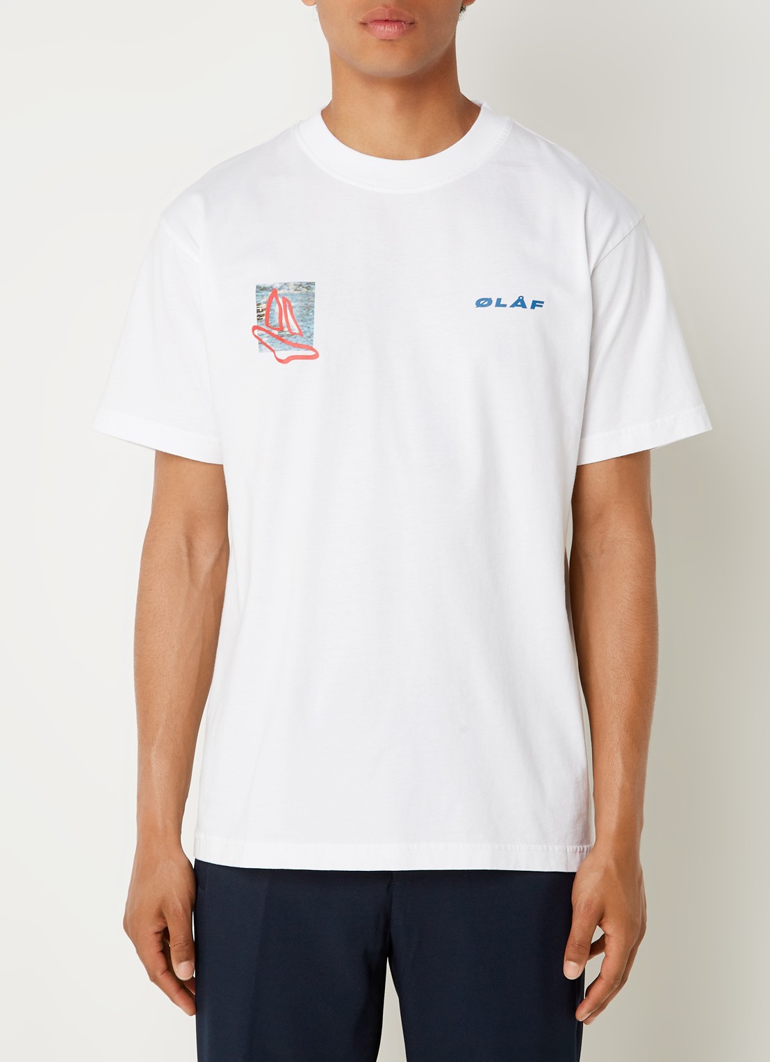 OLAF T-shirt met logoprint - detail wit
