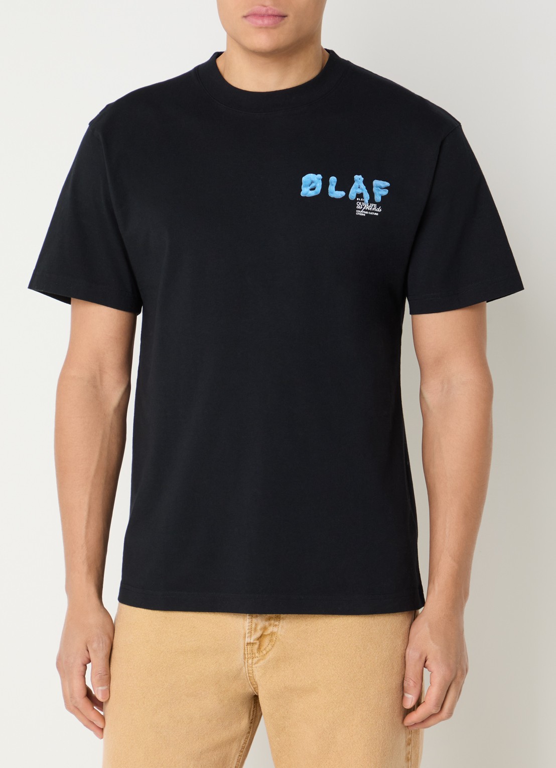OLAF T-shirt met logoprint - detail 4 zwart