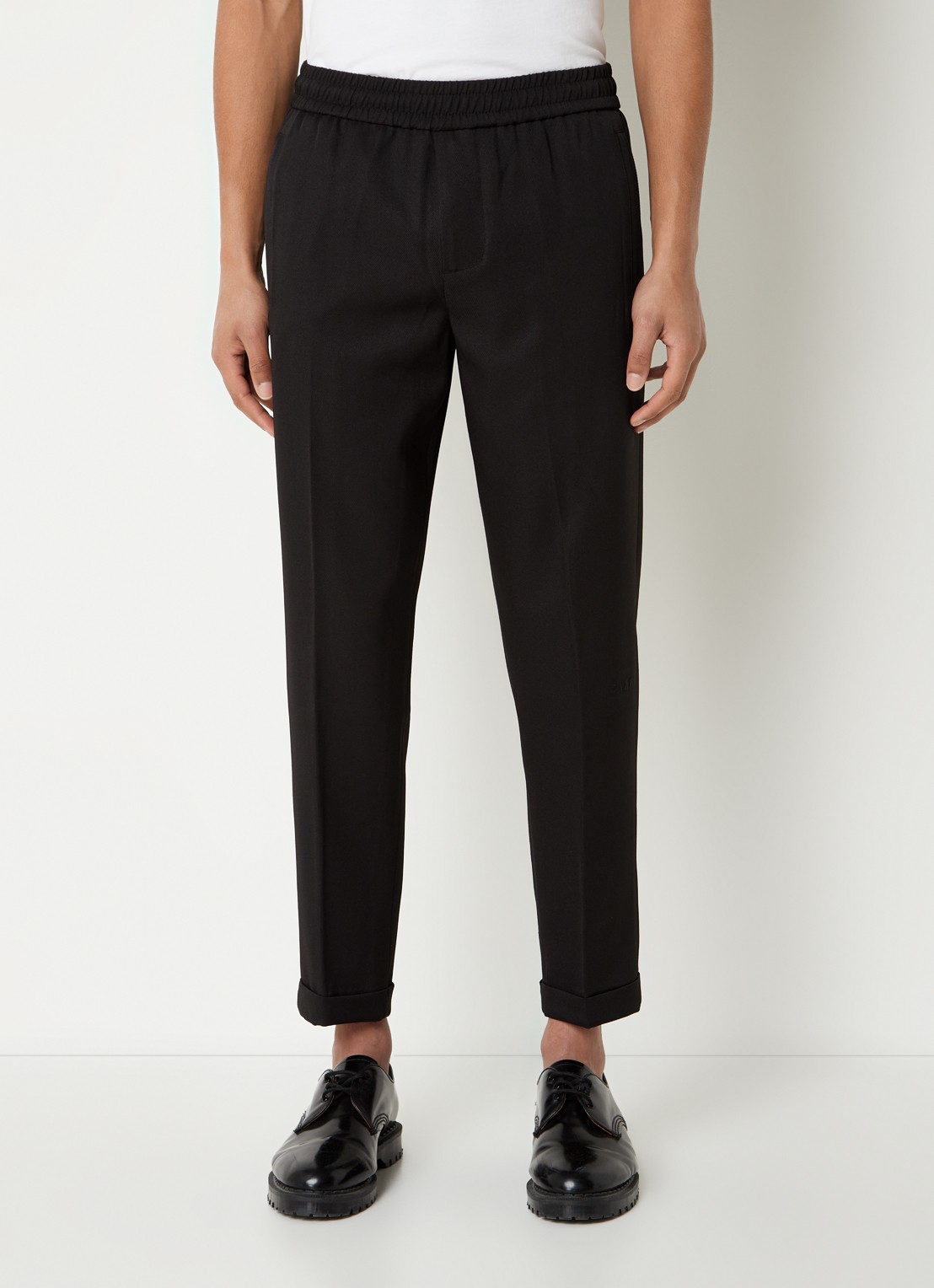 OLAF Tapered fit pantalon met trekkoord - detail zwart