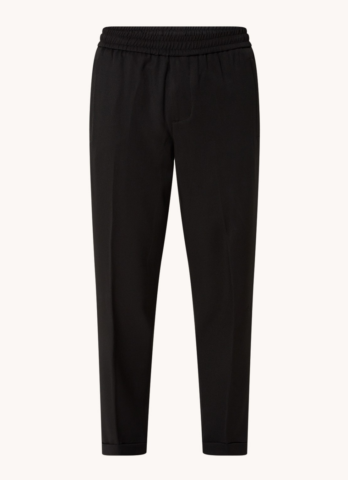 OLAF Tapered fit pantalon met trekkoord - voorkant 4 zwart