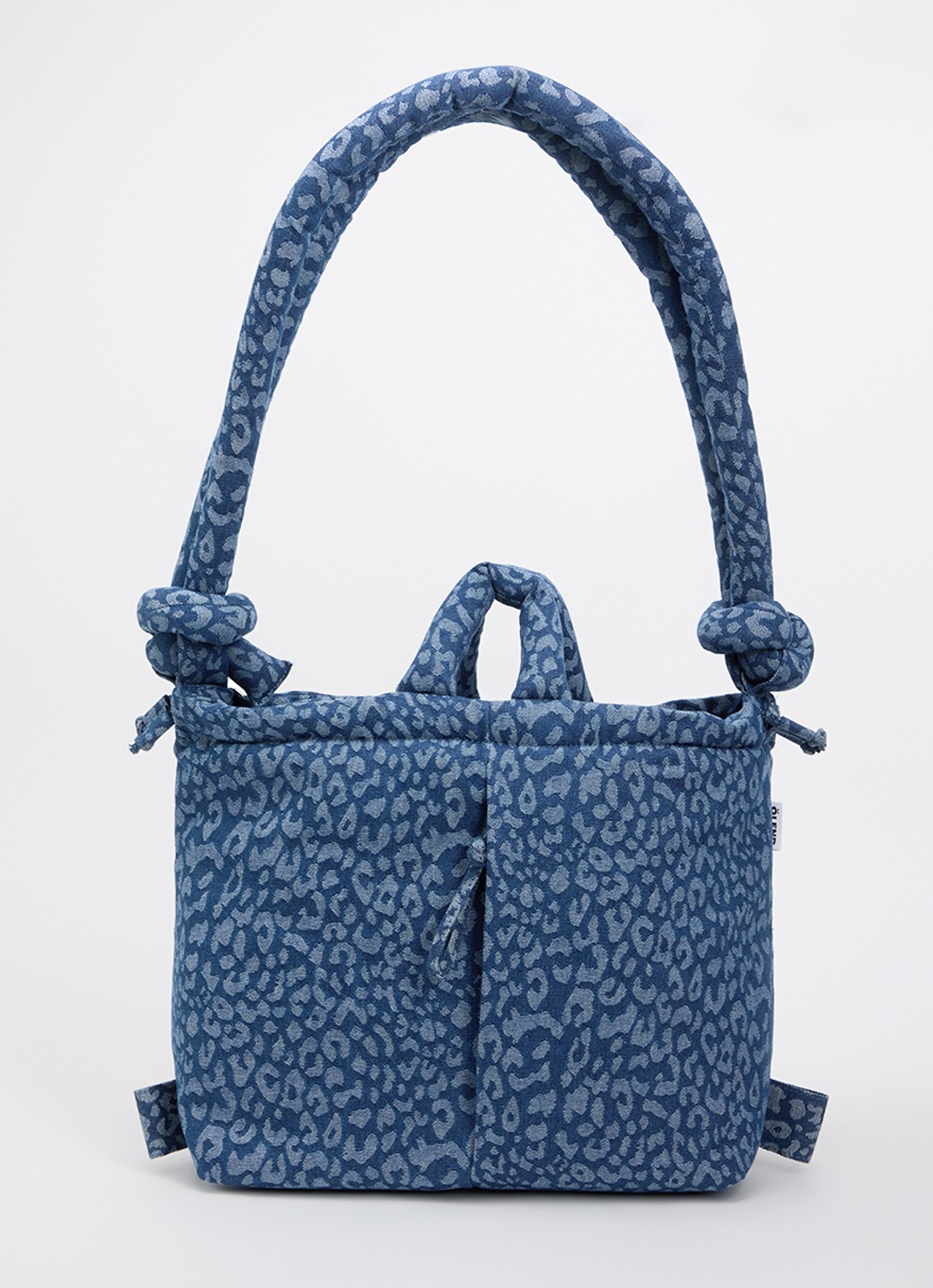 Ölend Ona gewatteerde crossbodytas van denim met panterprint - voorkant 5 indigo
