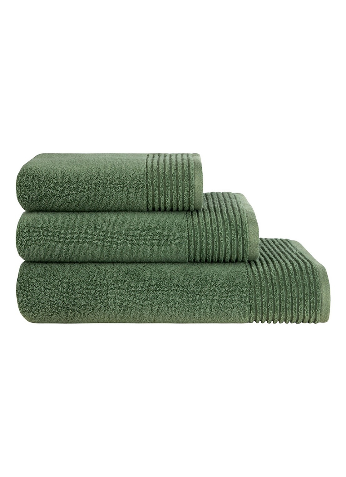 Olivier Desforges Alizee badhanddoek  - 450 gr/m² - 100 x 50 cm - achterkant 4 olijfgroen