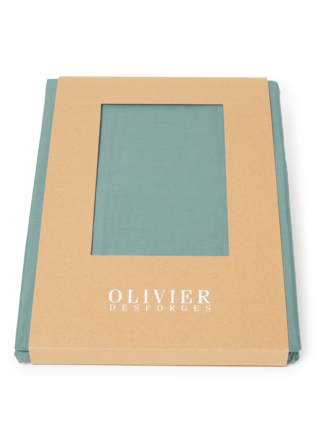 Olivier Desforges Damier hoeslaken van katoensatijn 300TC, hoekhoogte 25 cm - voorkant petrol