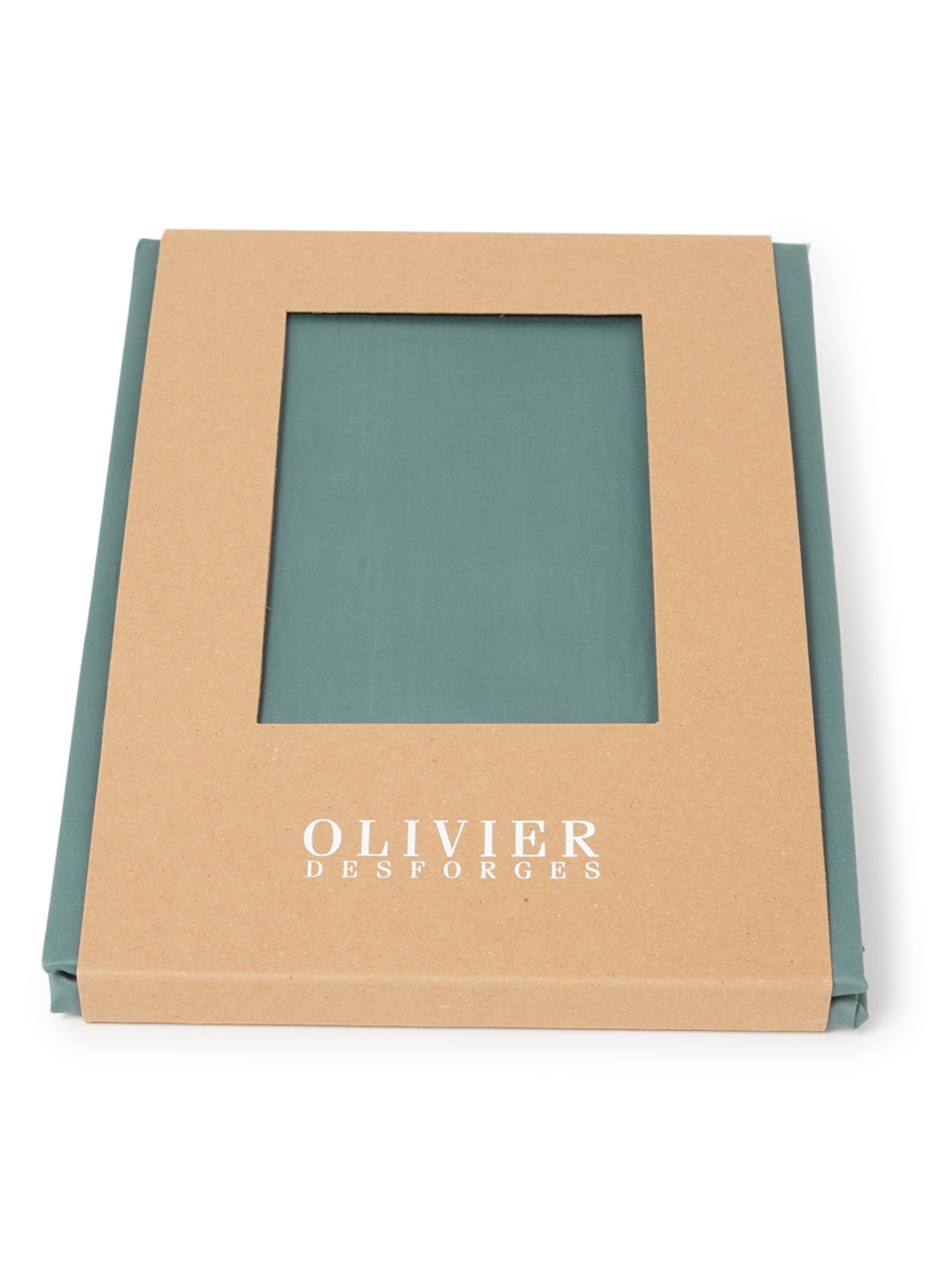 Olivier Desforges Damier hoeslaken van katoensatijn 300TC, hoekhoogte 25 cm - voorkant 2 petrol