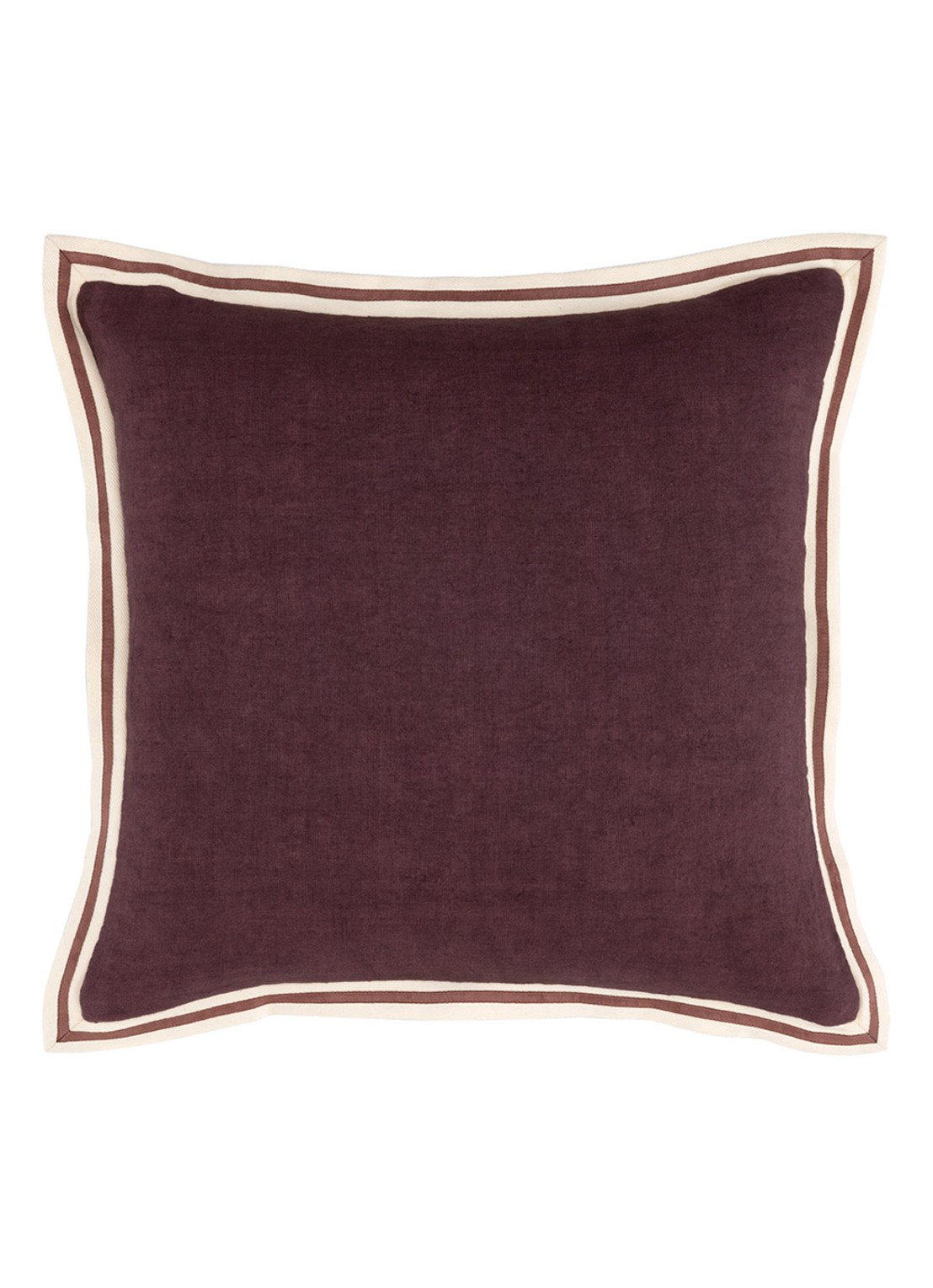 Olivier Desforges Galons sierkussenhoes 45 x 45 cm - achterkant 5 donkerbruin