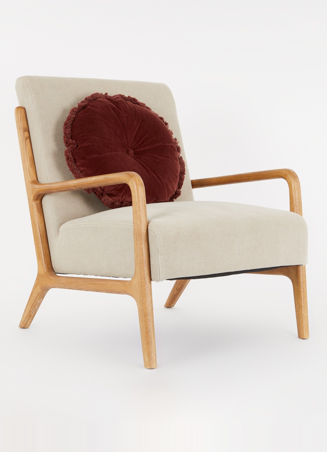 Olivier Desforges Romulus sierkussen Ø45 cm - voorkant 4 bordeauxrood