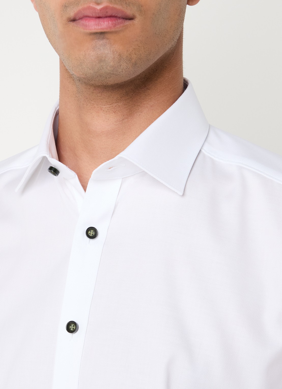 Olymp Level 5 body fit strijkvrij overhemd - detail 3 wit