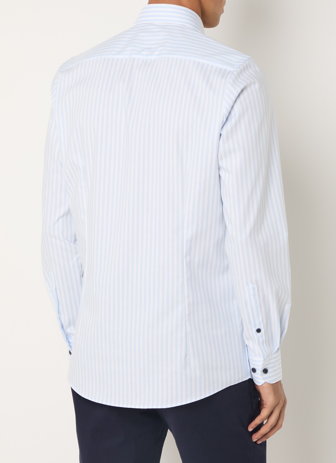Olymp Level Five body fit overhemd met streepprint - achterkant 3 blauw