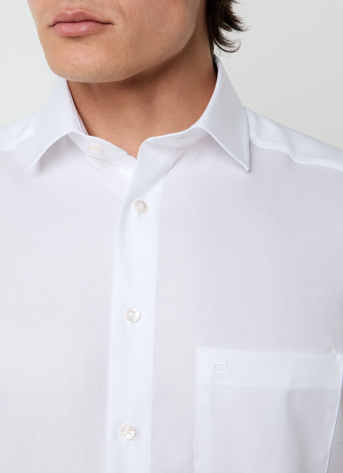 Olymp Luxor modern fit overhemd met borstzak - detail 5 wit