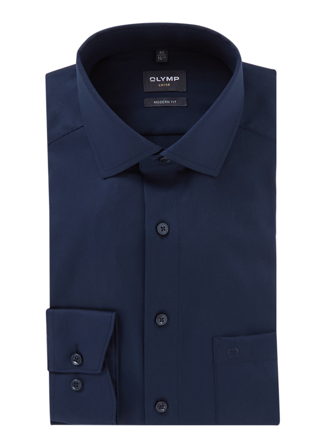 Olymp Luxor modern fit overhemd met borstzak - voorkant 4 donkerblauw