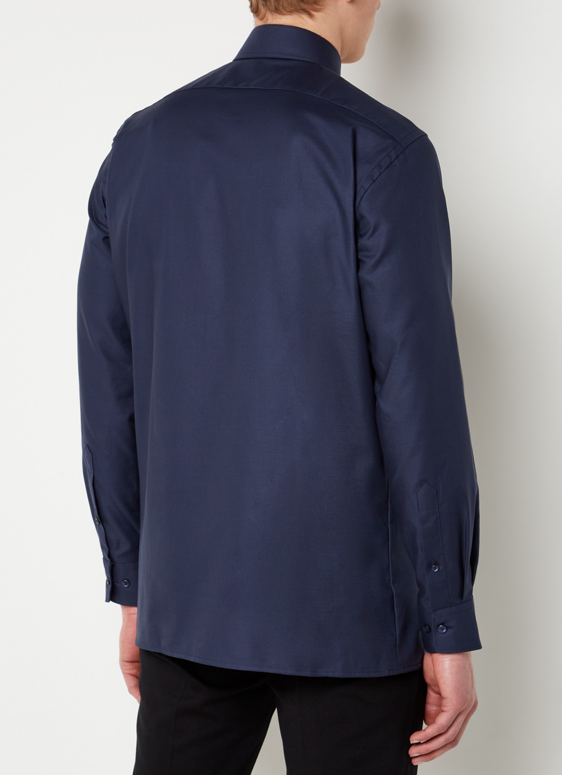 Olymp Luxor modern fit overhemd met borstzak - achterkant 3 donkerblauw
