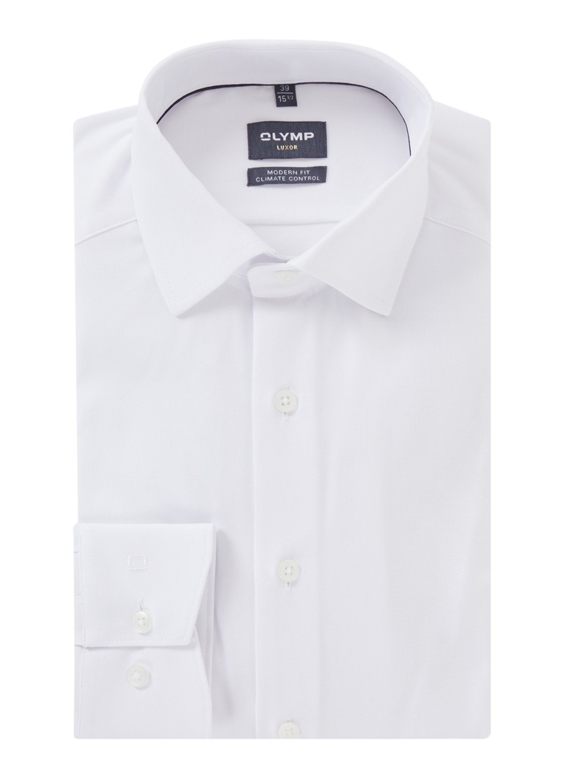 Olymp Luxor modern fit overhemd met stretch - voorkant wit