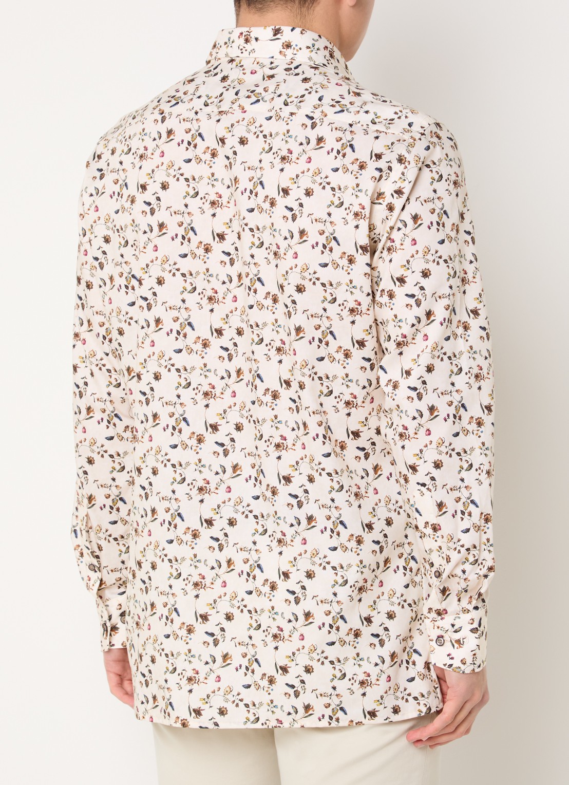 Olymp Luxor regular fit overhemd met bloemenprint - achterkant naturel