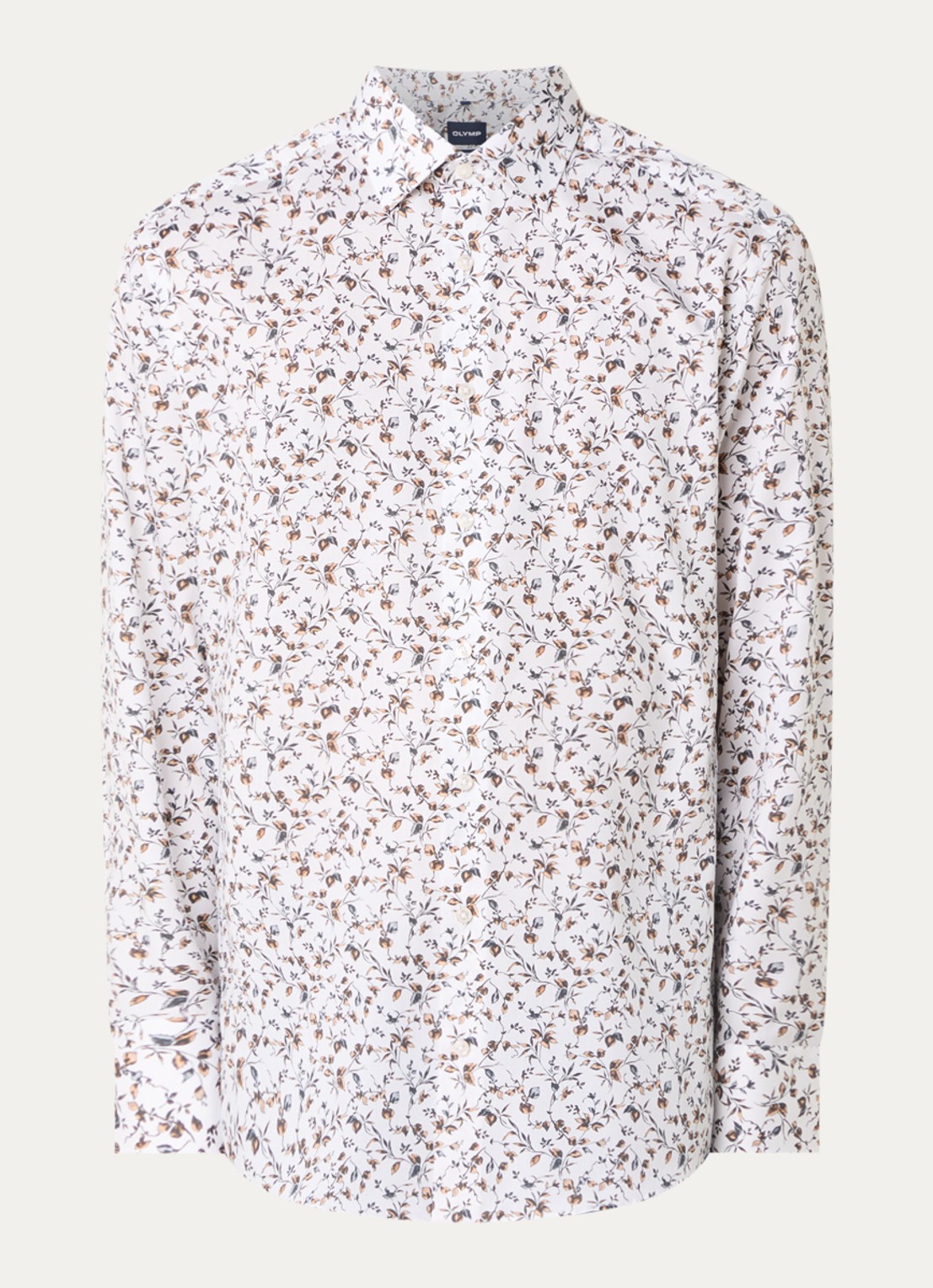Olymp Luxor regular fit overhemd met bloemenprint - voorkant 3 wit
