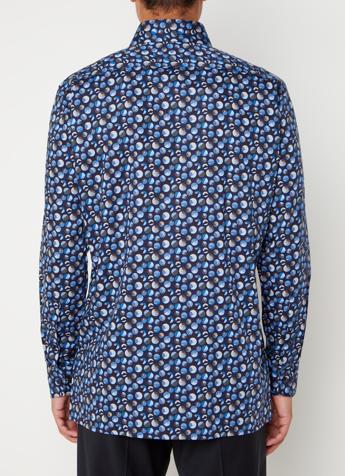 Olymp Luxor regular fit overhemd met grafische print  - achterkant 5 donkerblauw