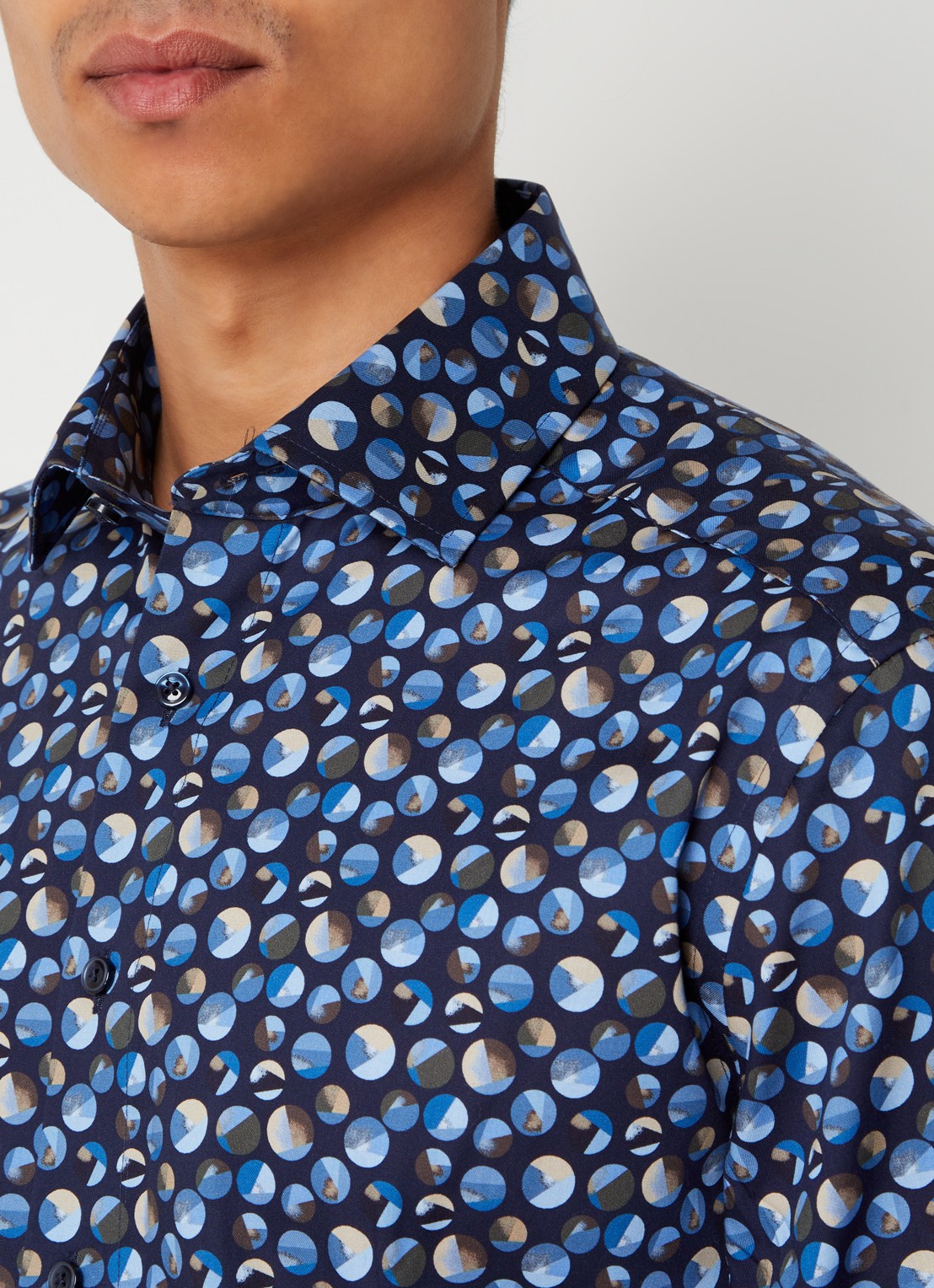 Olymp Luxor regular fit overhemd met grafische print  - detail 4 donkerblauw