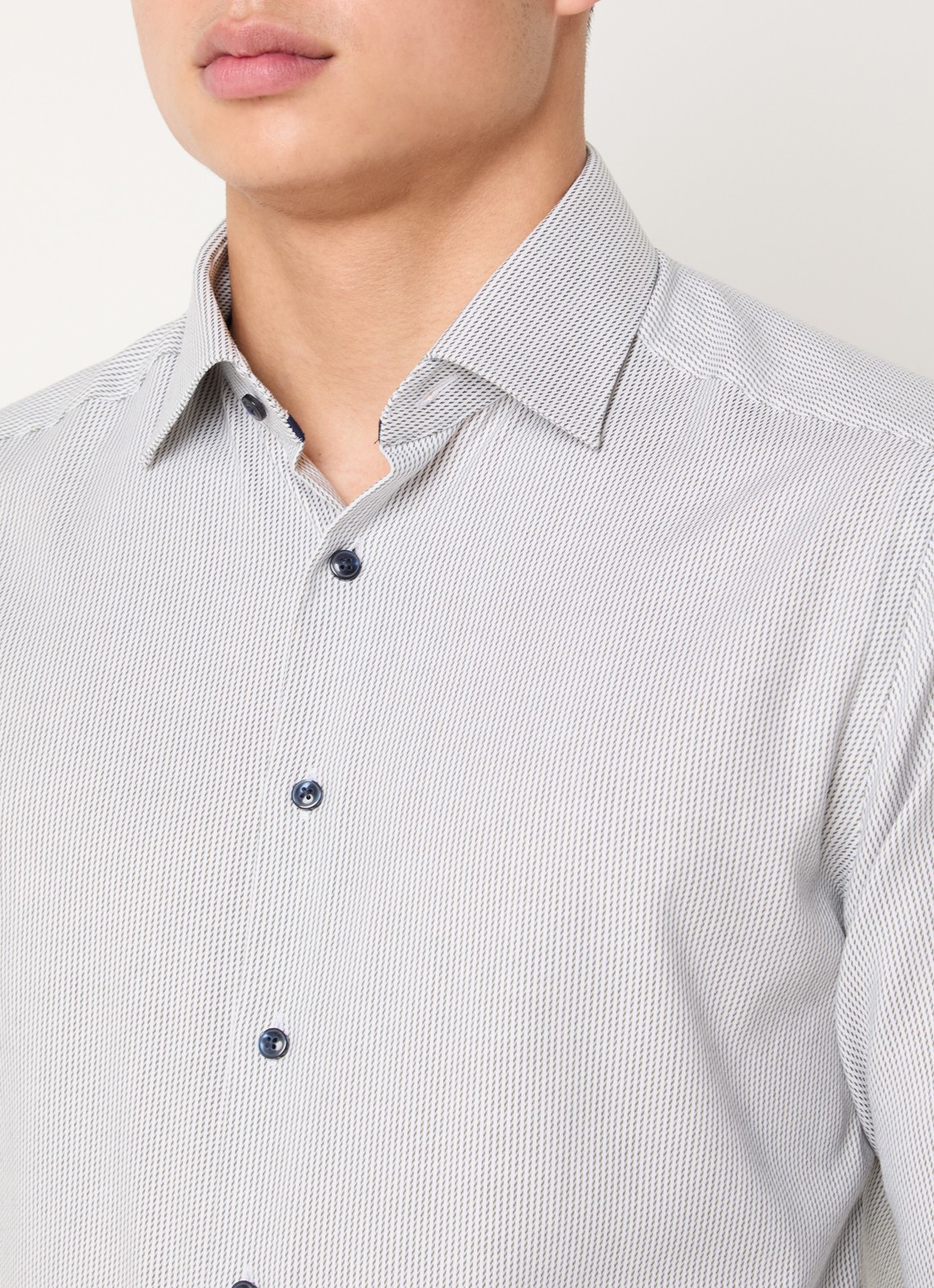 Olymp Luxor regular fit overhemd met microdessin - detail 4 middengrijs