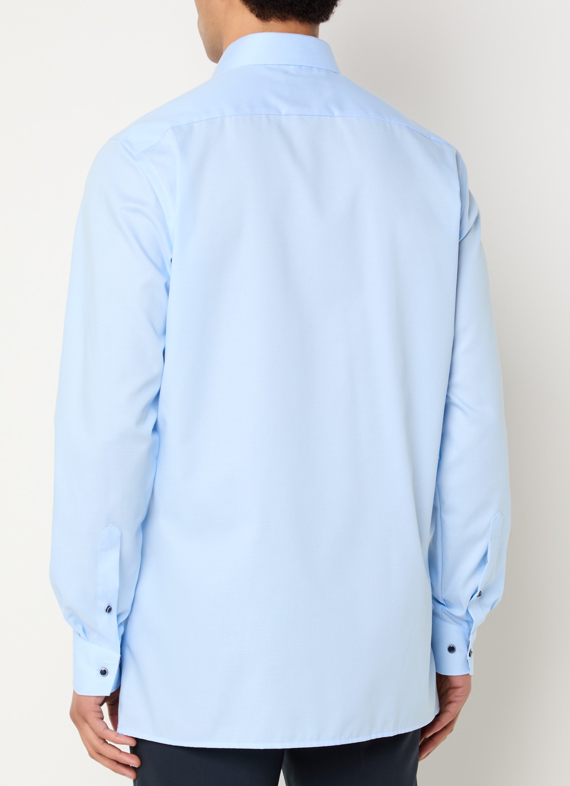 Olymp Luxor regular fit overhemd met microdessin - achterkant 5 blauwgrijs