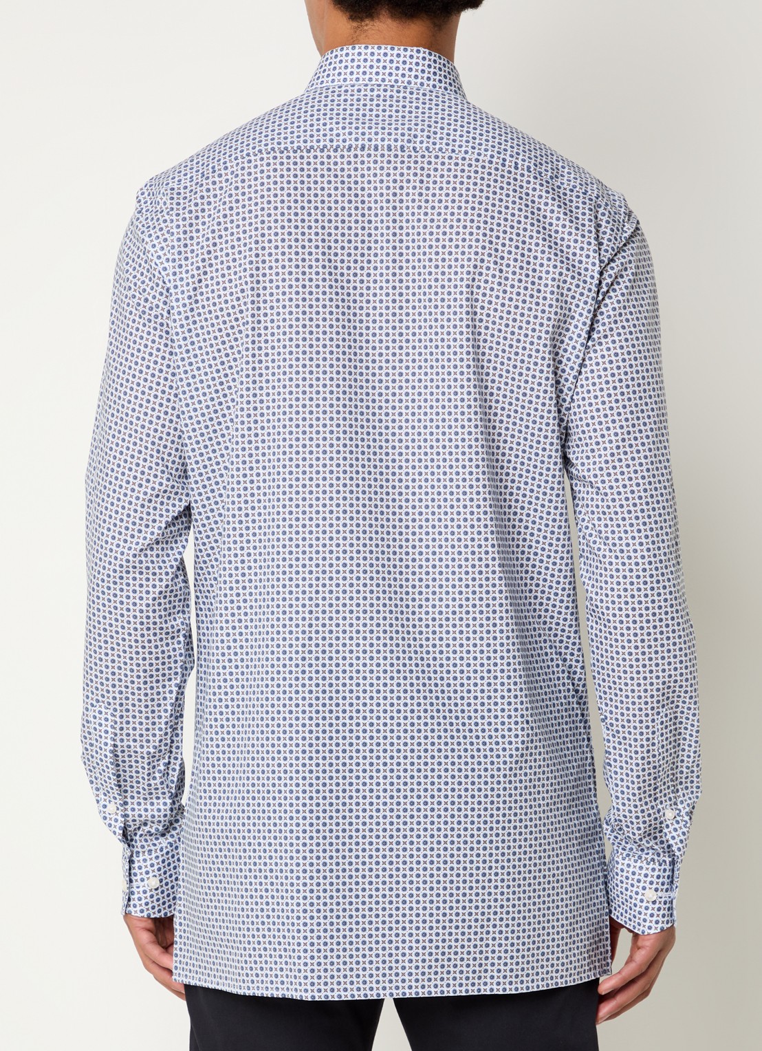 Olymp Luxor regular fit overhemd met print - achterkant donkerblauw