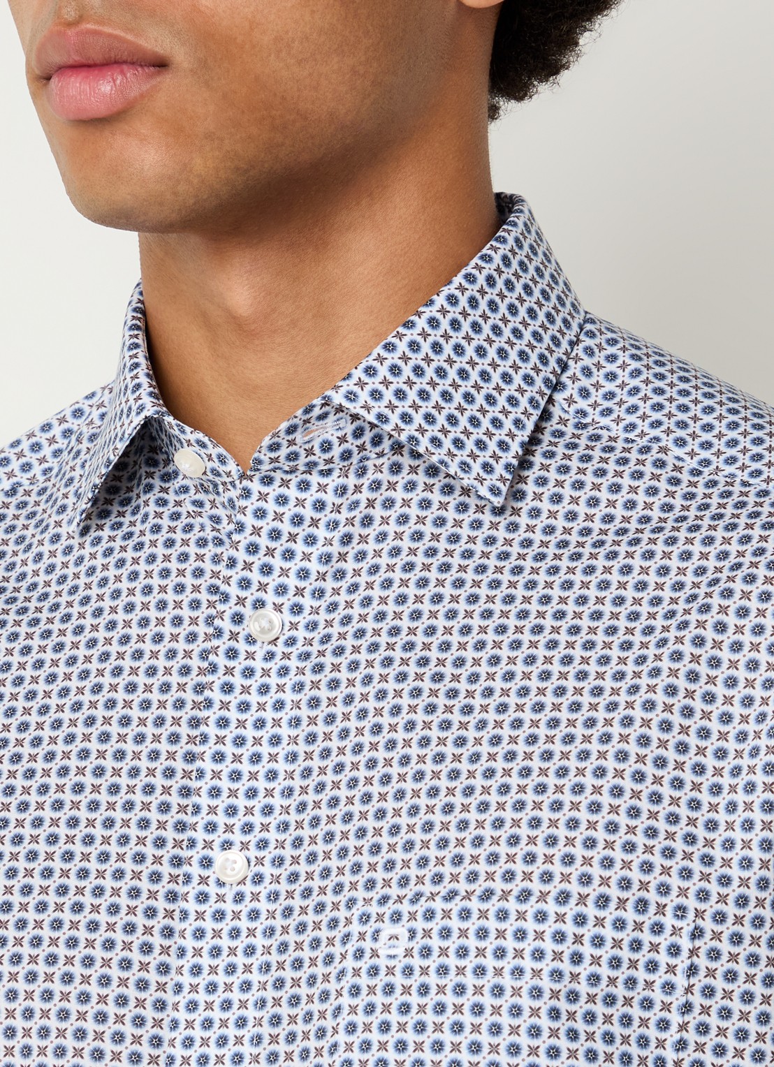 Olymp Luxor regular fit overhemd met print - detail 3 donkerblauw