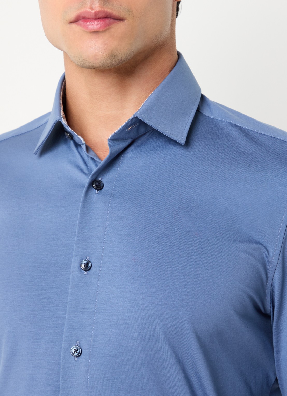 Olymp Luxor regular fit overhemd met stretch - detail 5 staalblauw