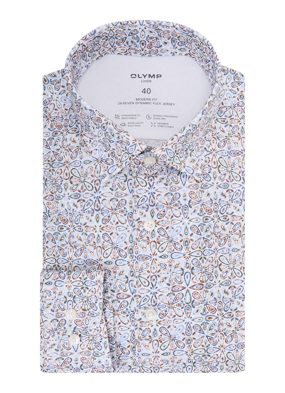 Olymp Luxor regular fit overhemd met stretch - voorkant 2 lichtblauw