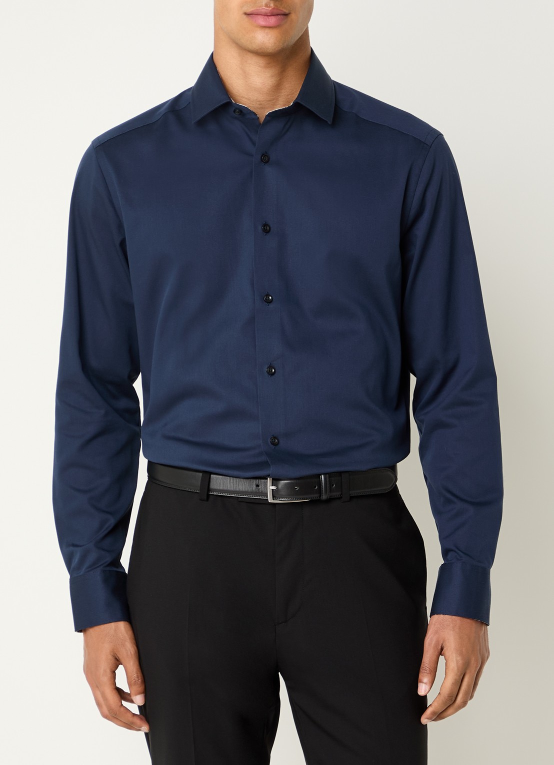 Olymp Luxor regular fit overhemd van katoen - detail 4 donkerblauw