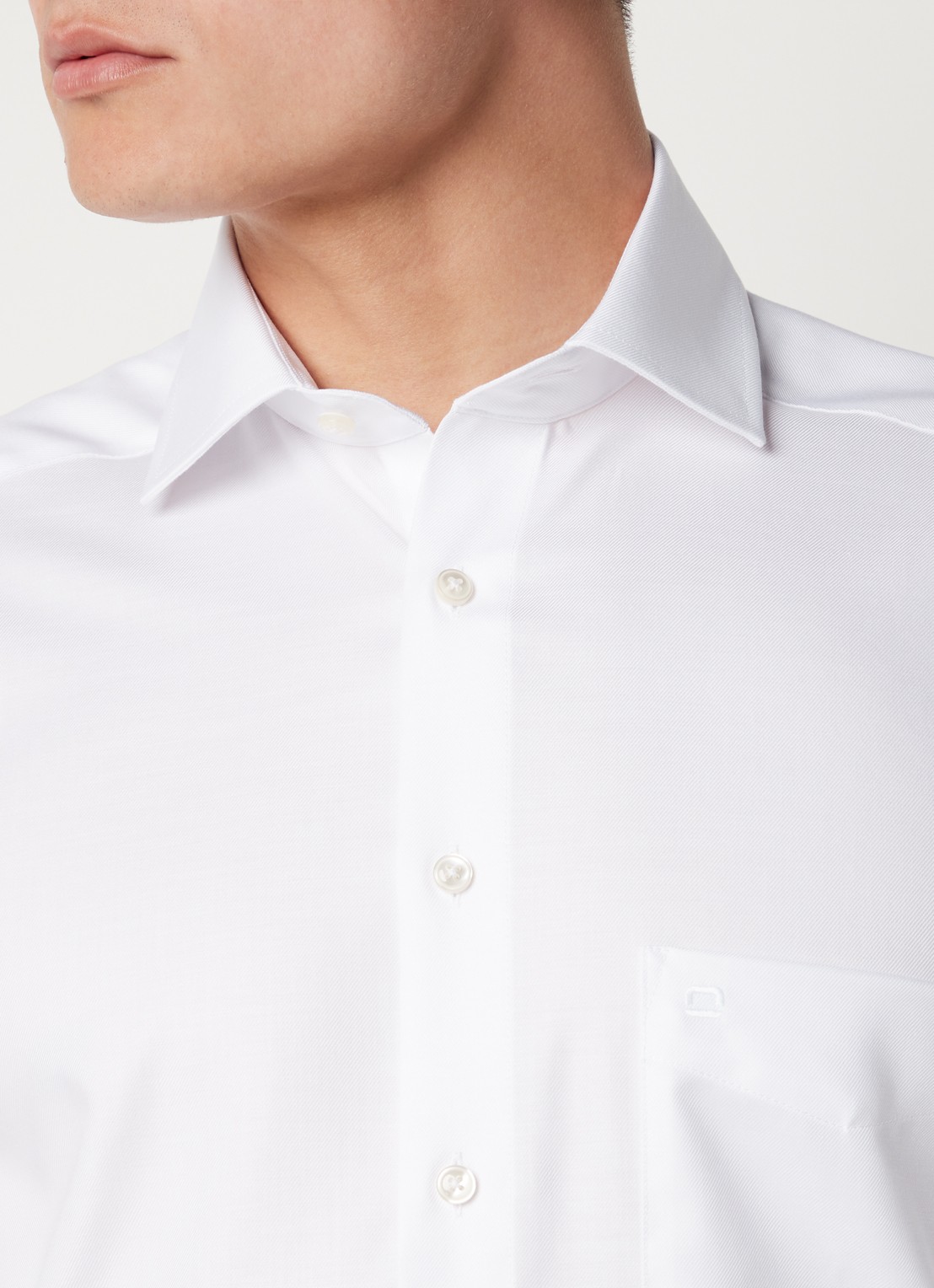 Olymp Modern fit overhemd met borstzak - detail 2 wit