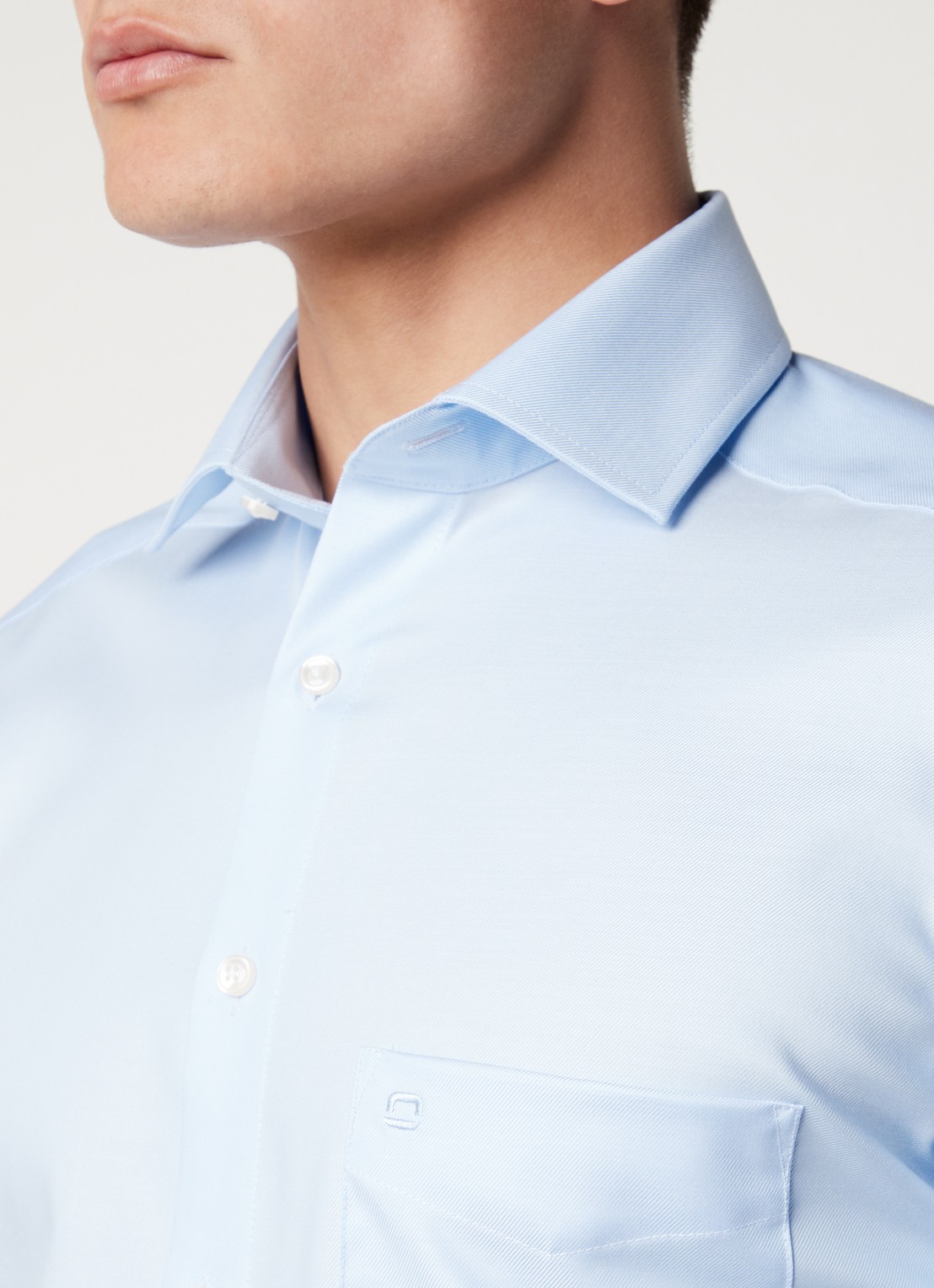 Olymp Modern fit overhemd met borstzak - detail 2 lichtblauw