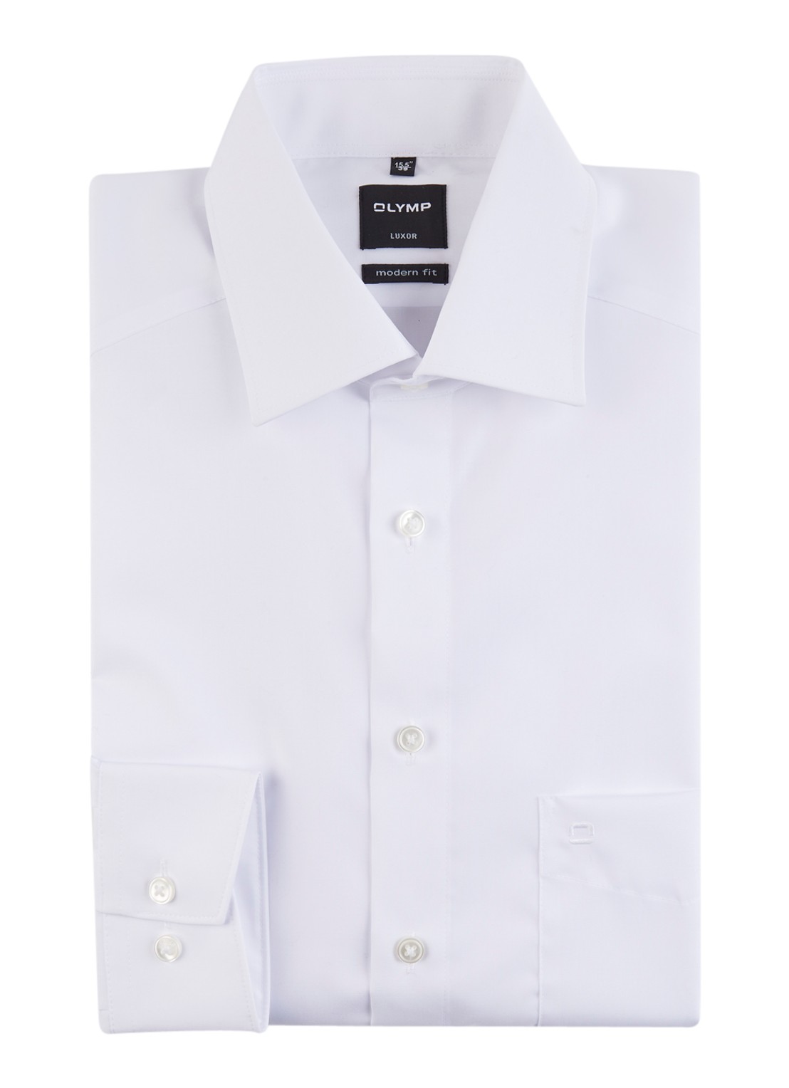 Olymp Modern fit overhemd met extra lange mouwen - voorkant 3 wit
