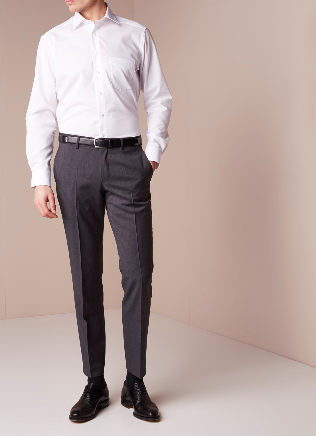Olymp Modern fit overhemd met extra lange mouwen - voorkant 4 wit