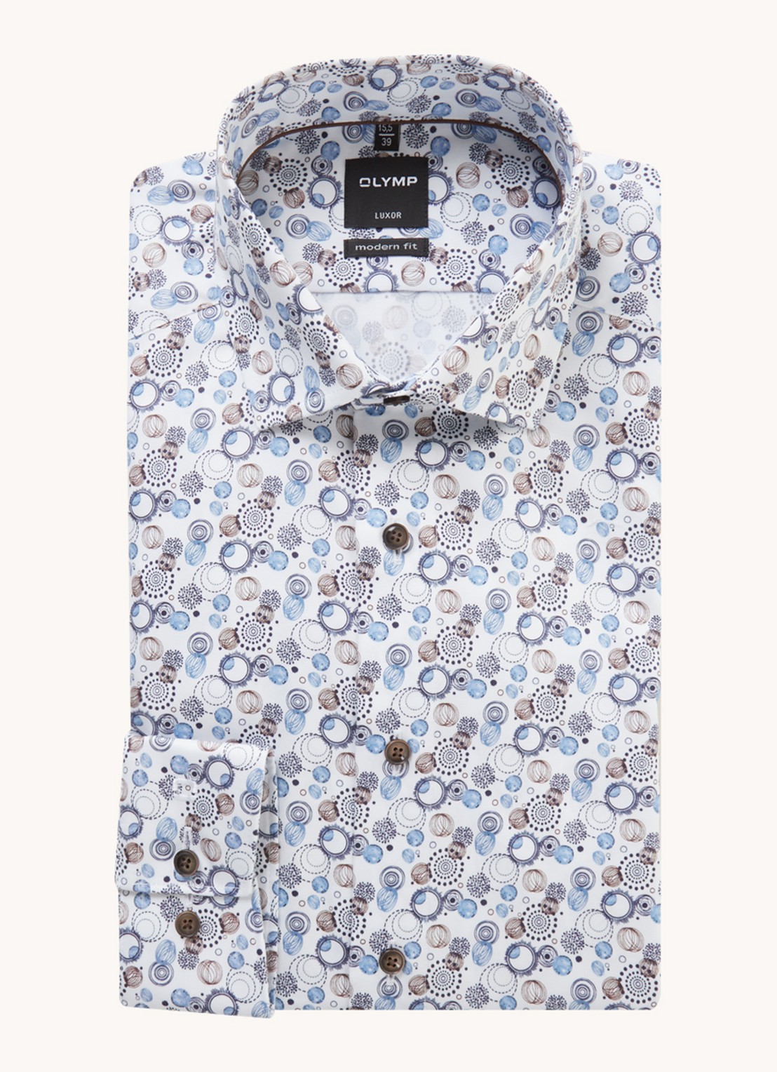 Olymp Modern fit overhemd met print - voorkant wit