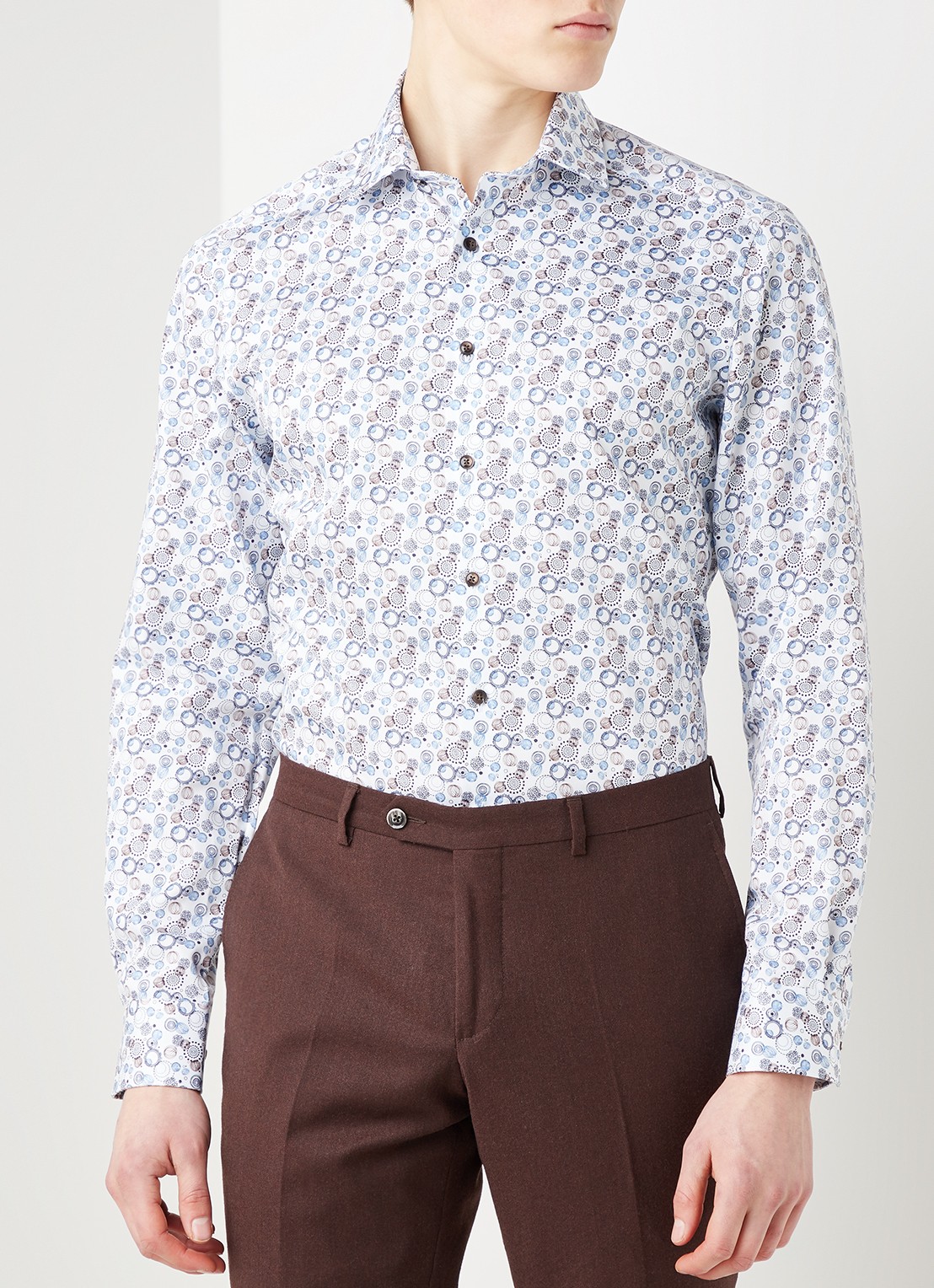 Olymp Modern fit overhemd met print - detail 3 wit