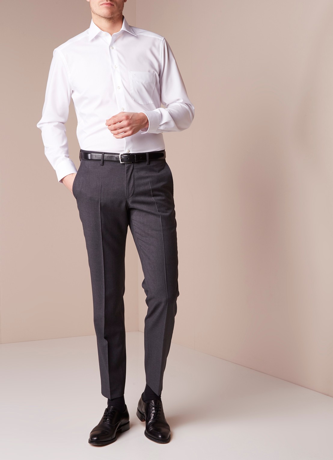 Olymp Modern fit overhemd van katoen - voorkant 3 wit