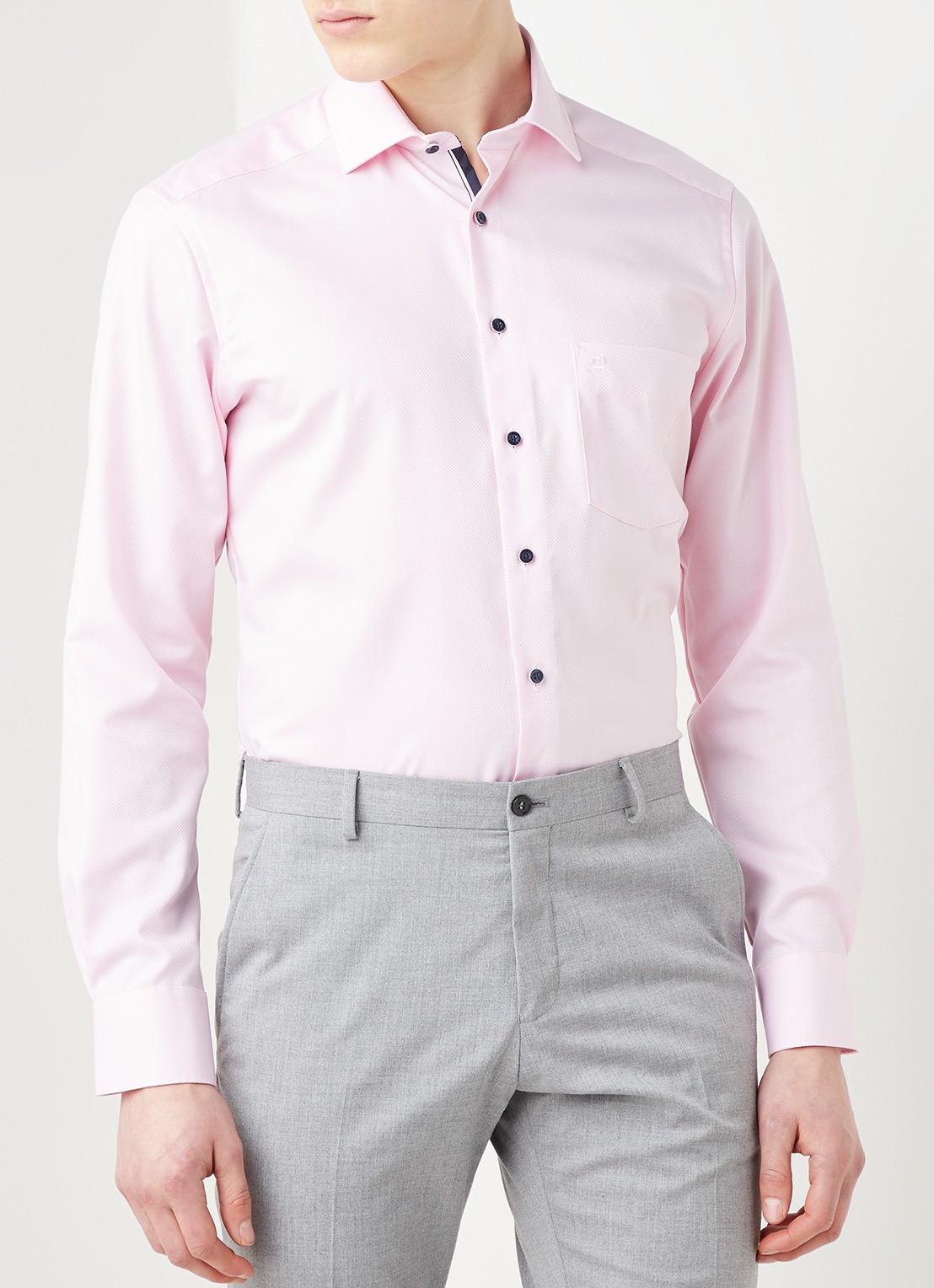 Olymp Modern fit strijkvrij overhemd met stretch - detail 2 roze
