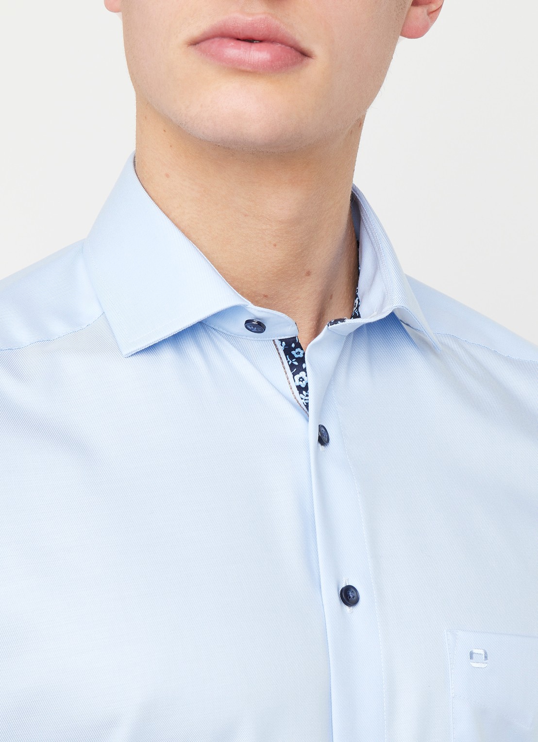 Olymp Regular fit overhemd met borstzak - detail 2 lichtblauw