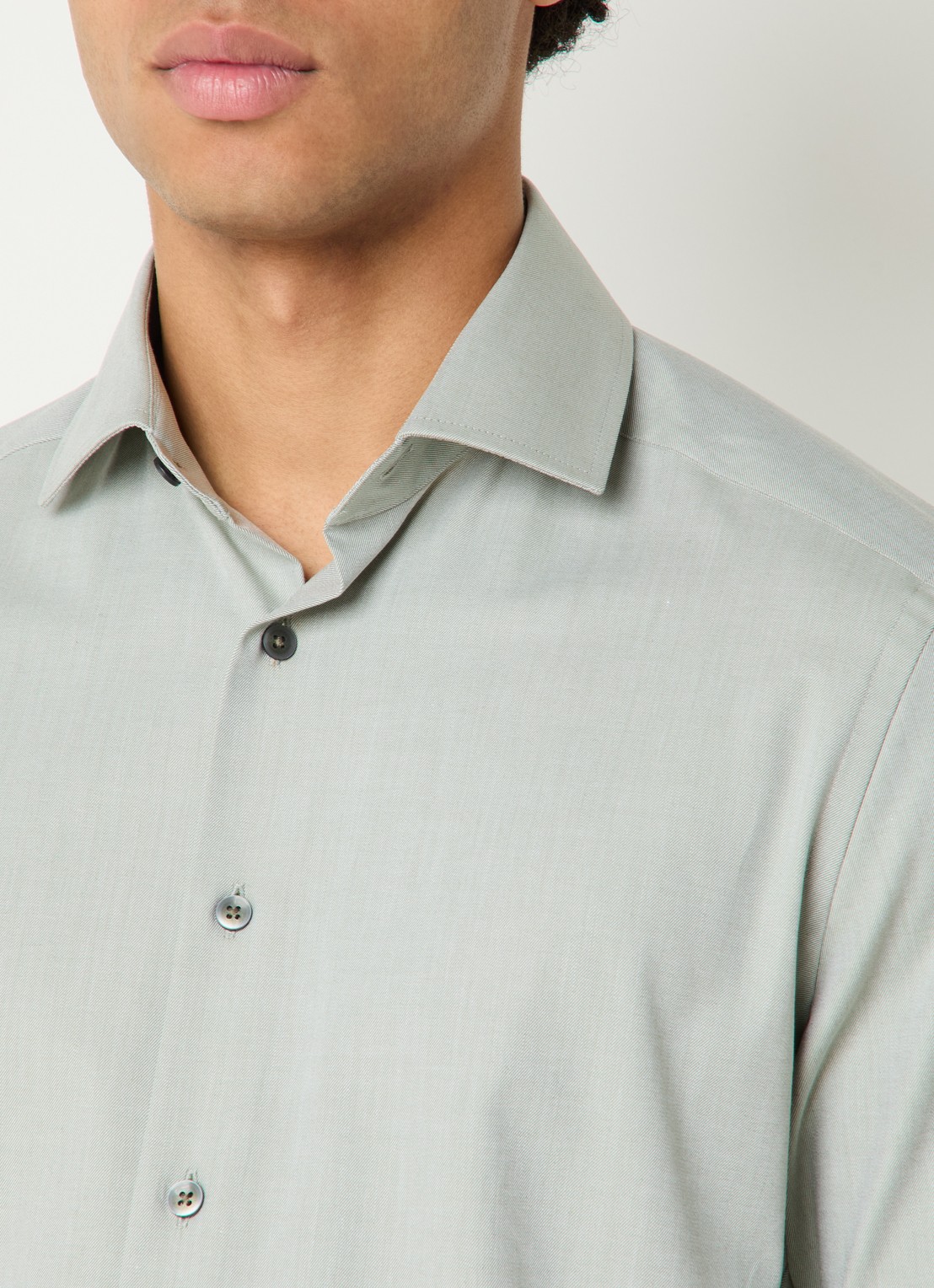Olymp Regular fit overhemd met cut away kraag - detail 3 olijfgroen