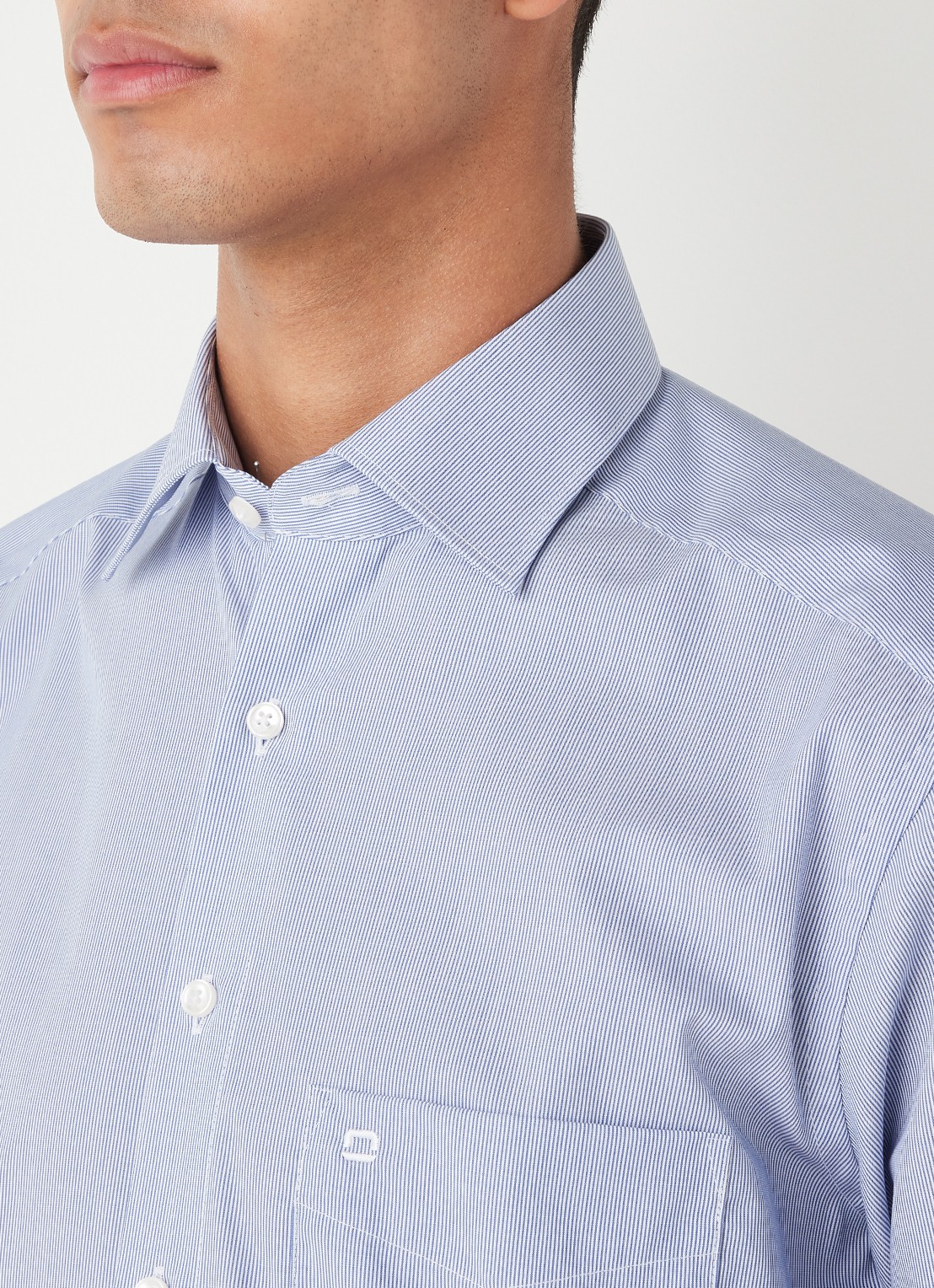Olymp Regular fit overhemd met micro dessin - detail 5 blauw