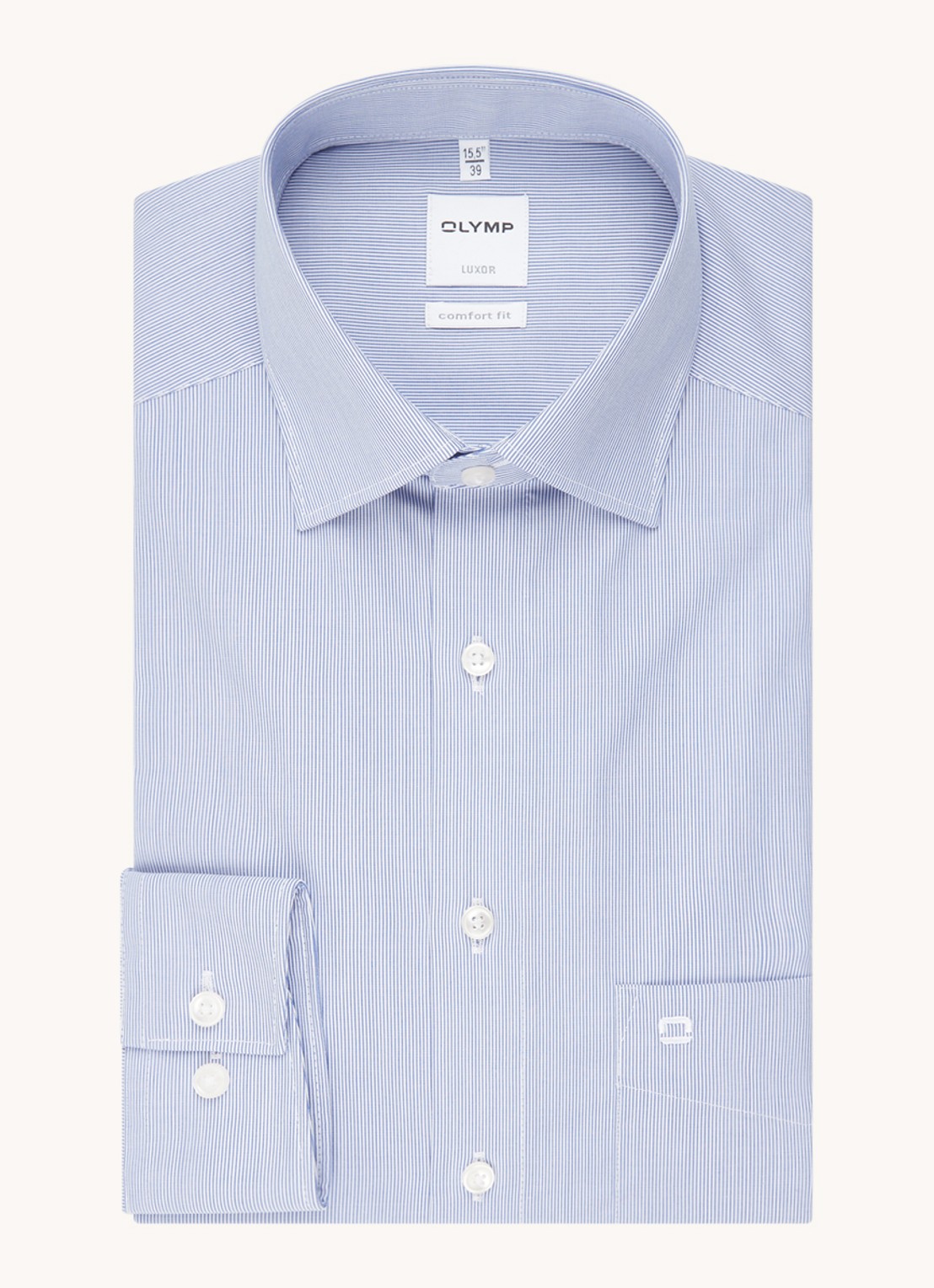 Olymp Regular fit overhemd met micro dessin - voorkant 2 blauw