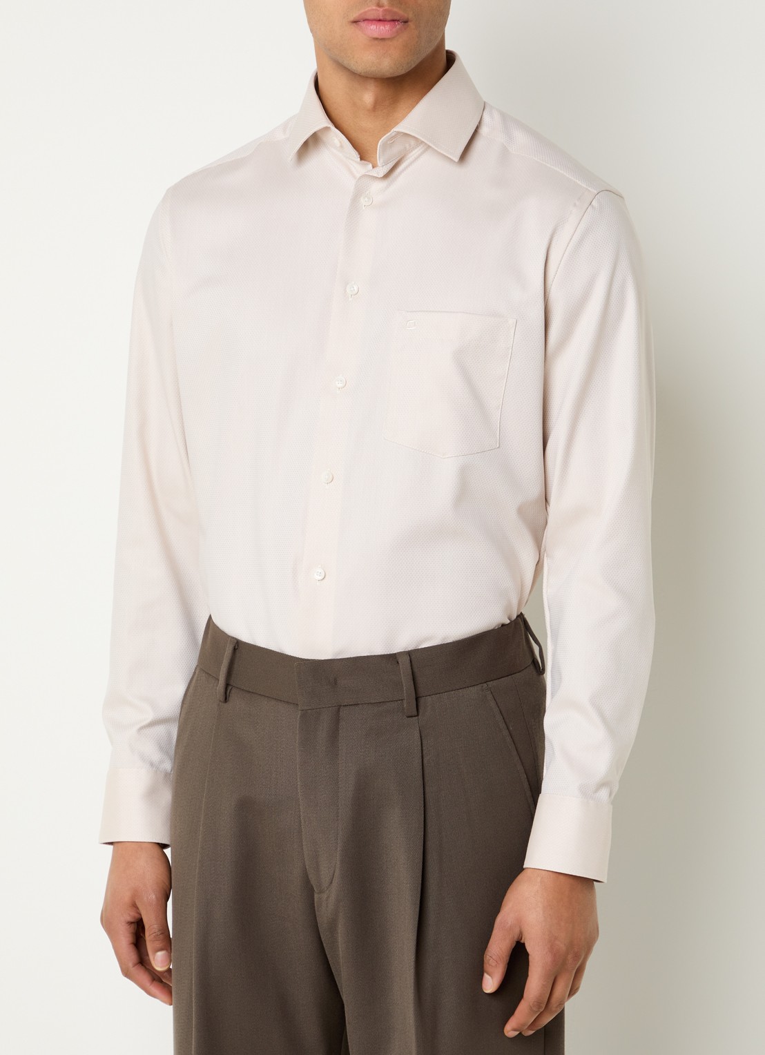 Olymp Regular fit overhemd met microdessin - detail 2 beige