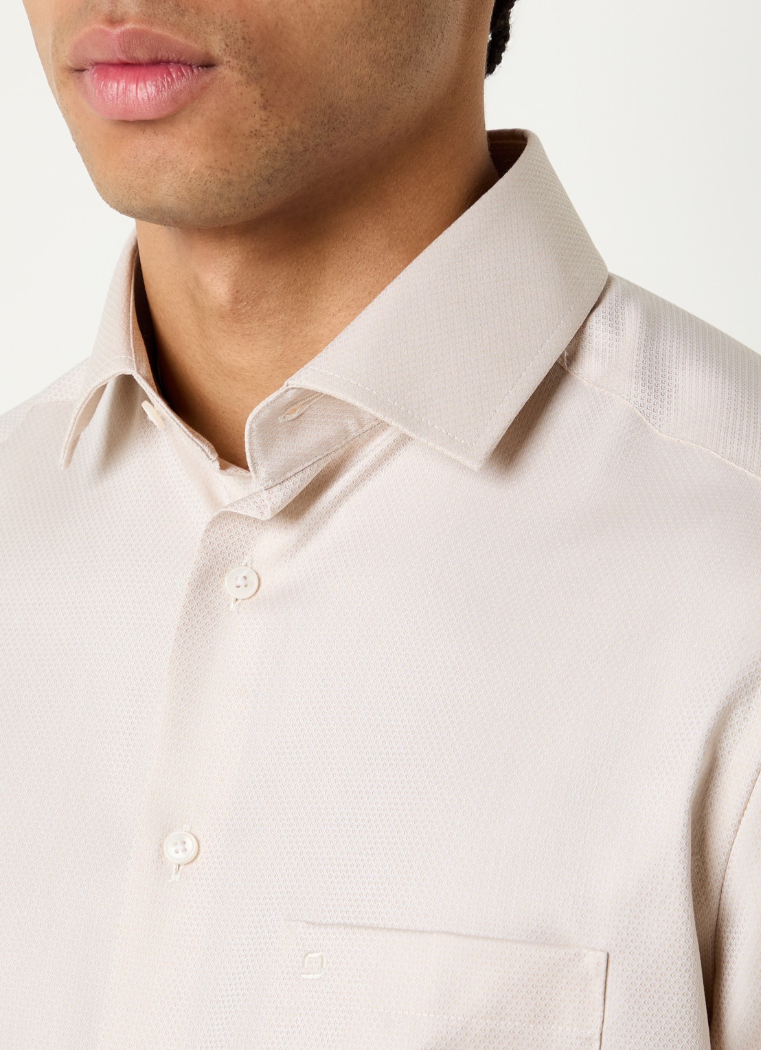 Olymp Regular fit overhemd met microdessin - detail 3 beige