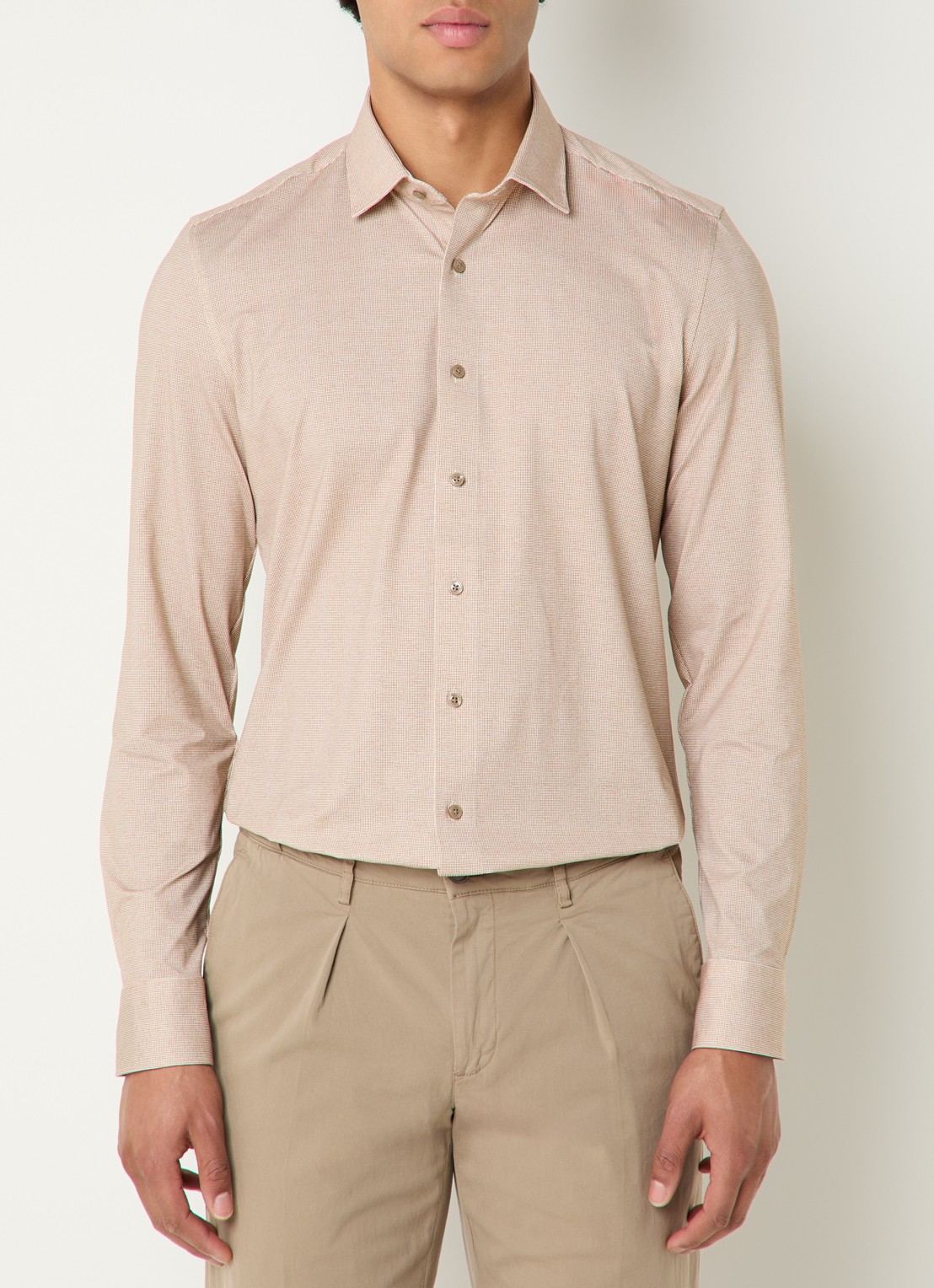 Olymp Regular Fit overhemd met microdessin - detail 3 beige