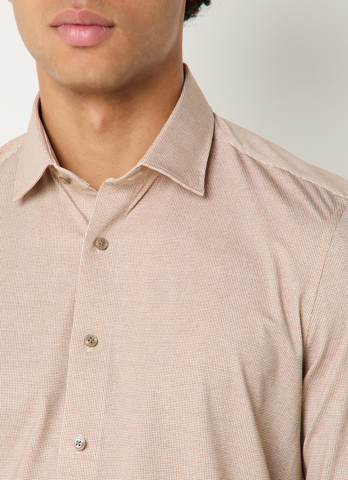 Olymp Regular Fit overhemd met microdessin - detail 4 beige