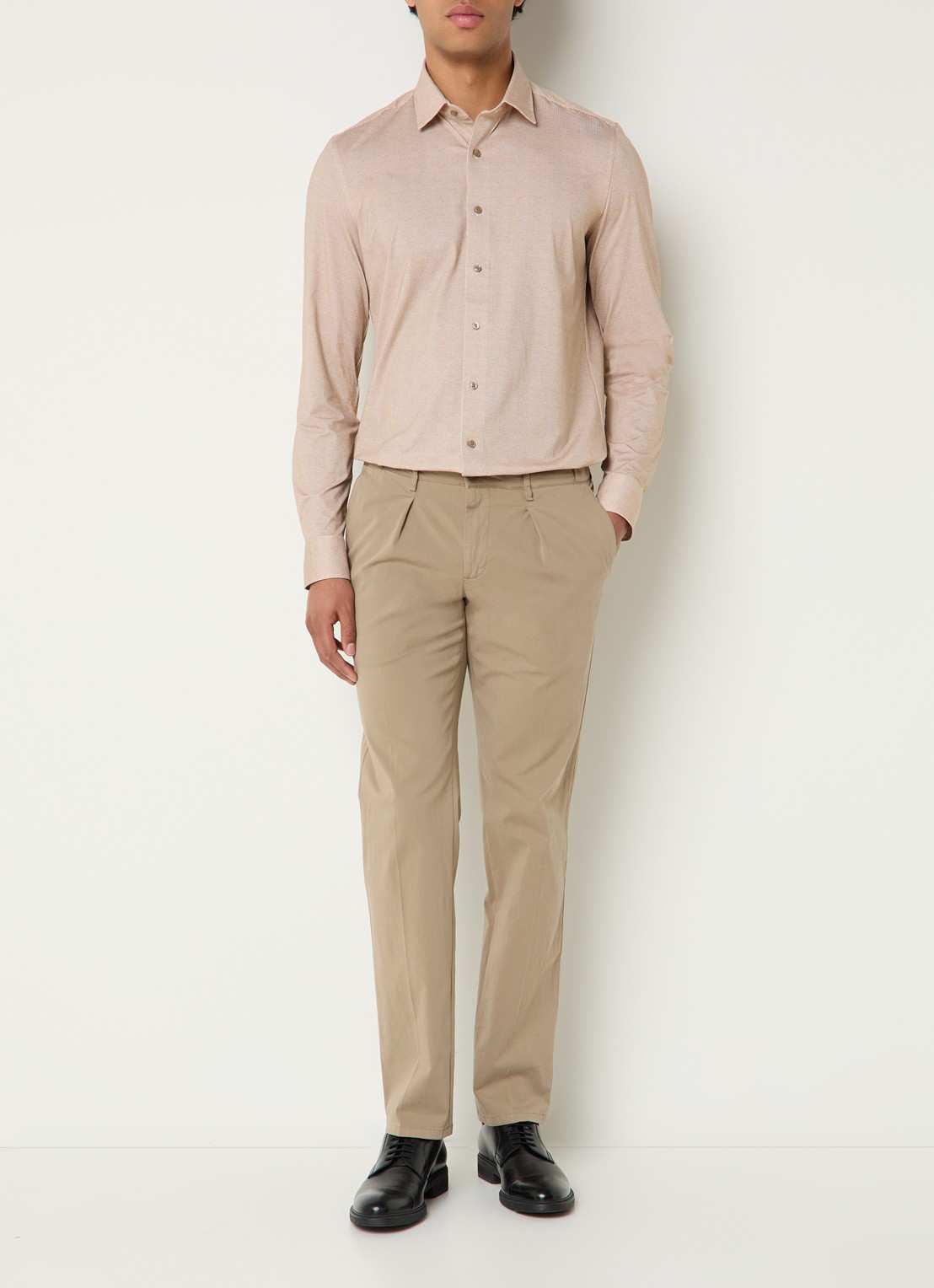 Olymp Regular Fit overhemd met microdessin - voorkant 2 beige