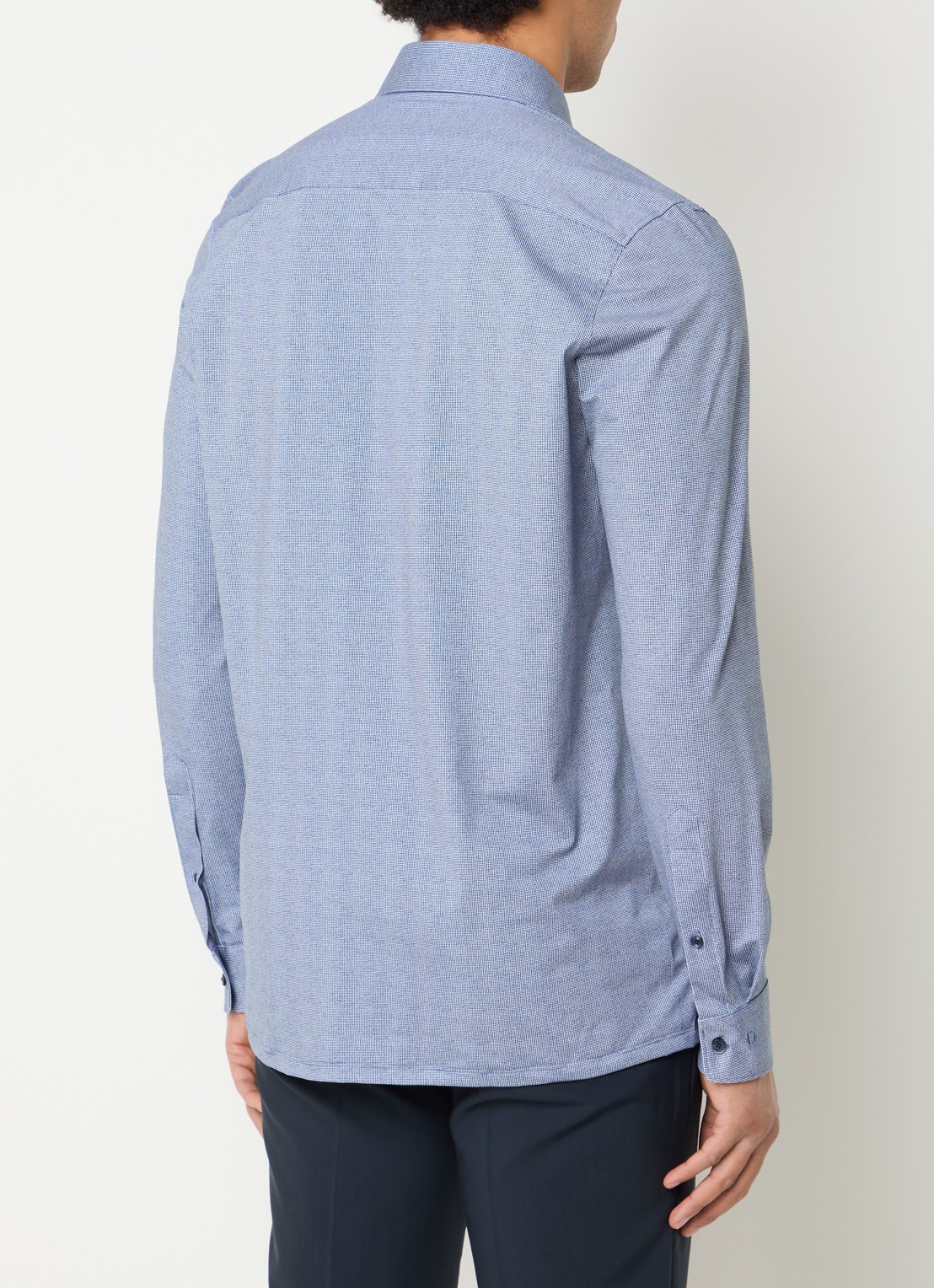 Olymp Regular Fit overhemd met microdessin - achterkant 3 donkerblauw